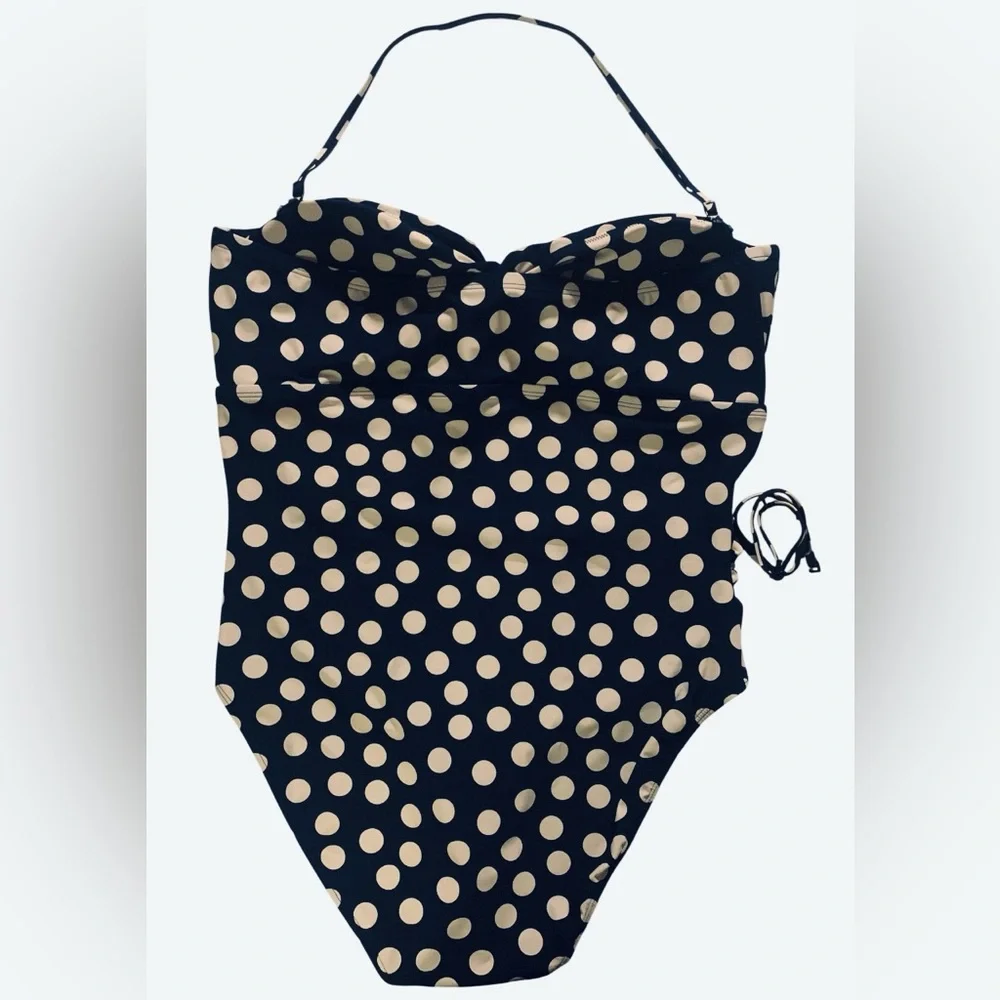 J. Crew Navy and Cream Polka Dot Women’s  Swimsuit One Piece. NWOT